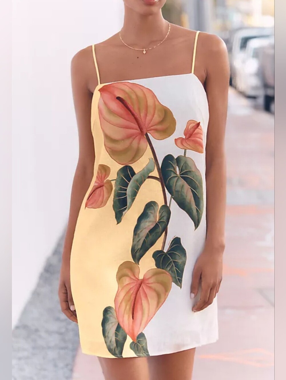 Farm Rio Linen Tropical Flower Print Mini Dress. 100% Linen.